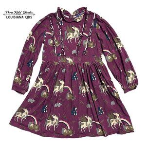 Raspberry Republic 116/122 (5-7Y) Organic Unicorn Crew Dress